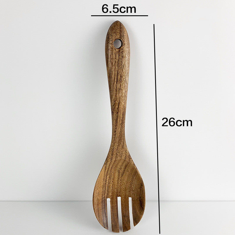 Thailand Teak Natural Wood Tableware Spoon Ladle Turner Long Rice Colander Soup Skimmer Cooking Spoons Scoop Kitchen Tool Set