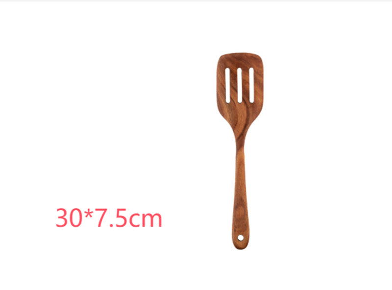 Thailand Teak Natural Wood Tableware Spoon Ladle Turner Long Rice Colander Soup Skimmer Cooking Spoons Scoop Kitchen Tool Set