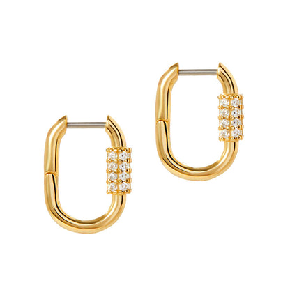 Retro Inlaid Zircon U-shaped Earrings Women's Fashion Simple